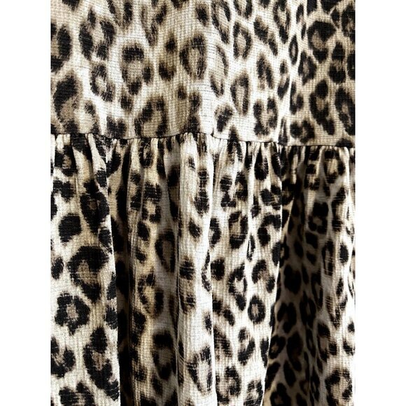 Women's Small Zara Animal Print Brown Dress, 3/4 Sleeves, Smock Style - Picture 2 of 8